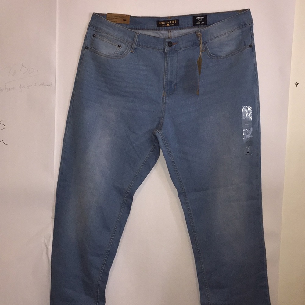 Ring of Fire light wash control denim straight leg